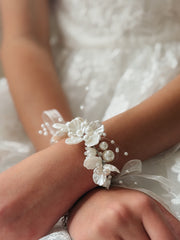 Ivory Pearl Wrist Corsage - A Little Lacey