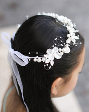 Ivory Pearl Girls Headpiece - A Little Lacey