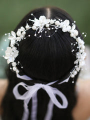 Ivory Pearl Girls Headpiece - A Little Lacey