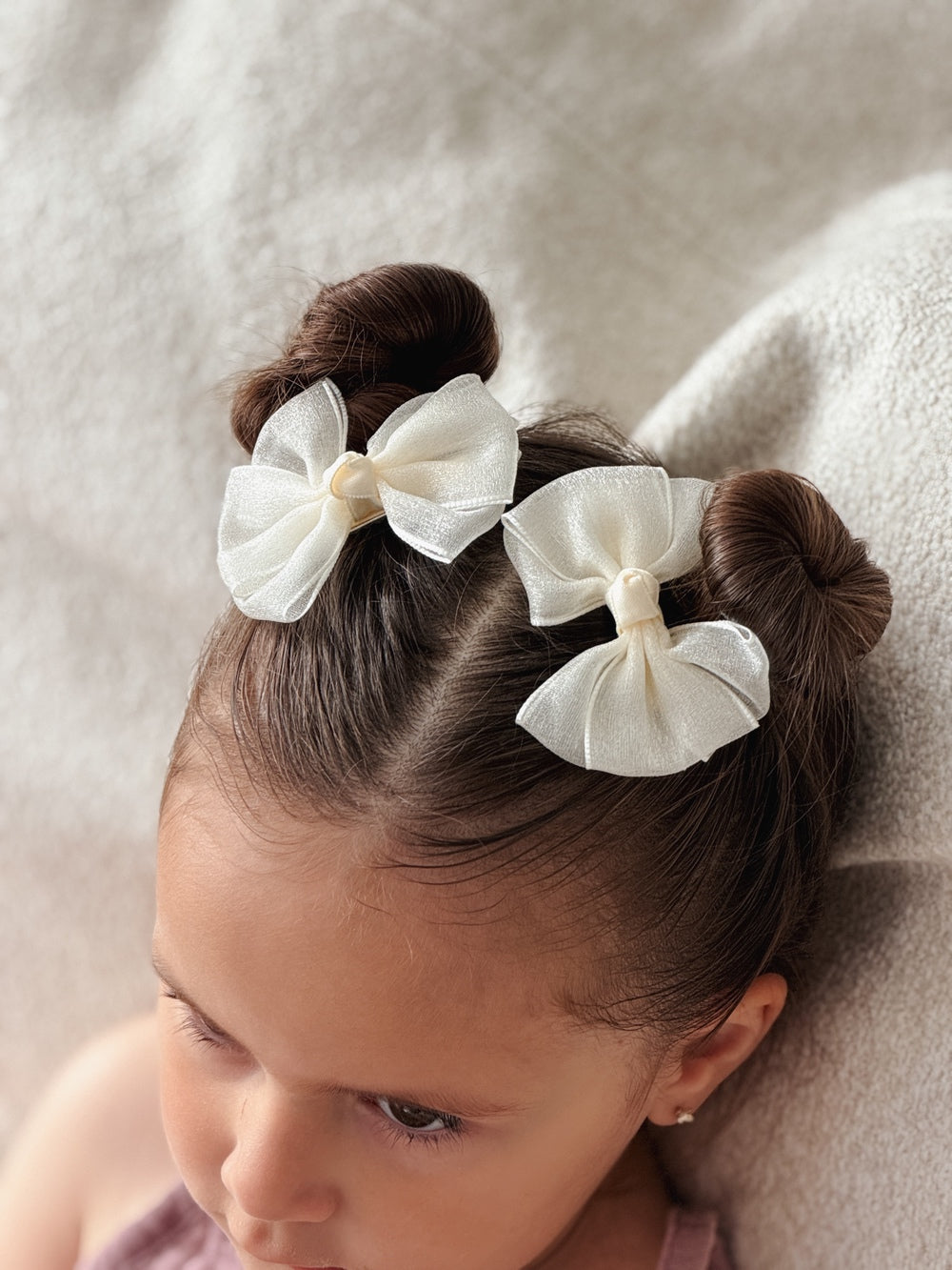 Girls ivory hair bows for birthdays and parties