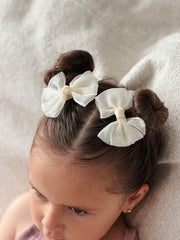 Ivory Girls Pigtail Bows - A Little Lacey