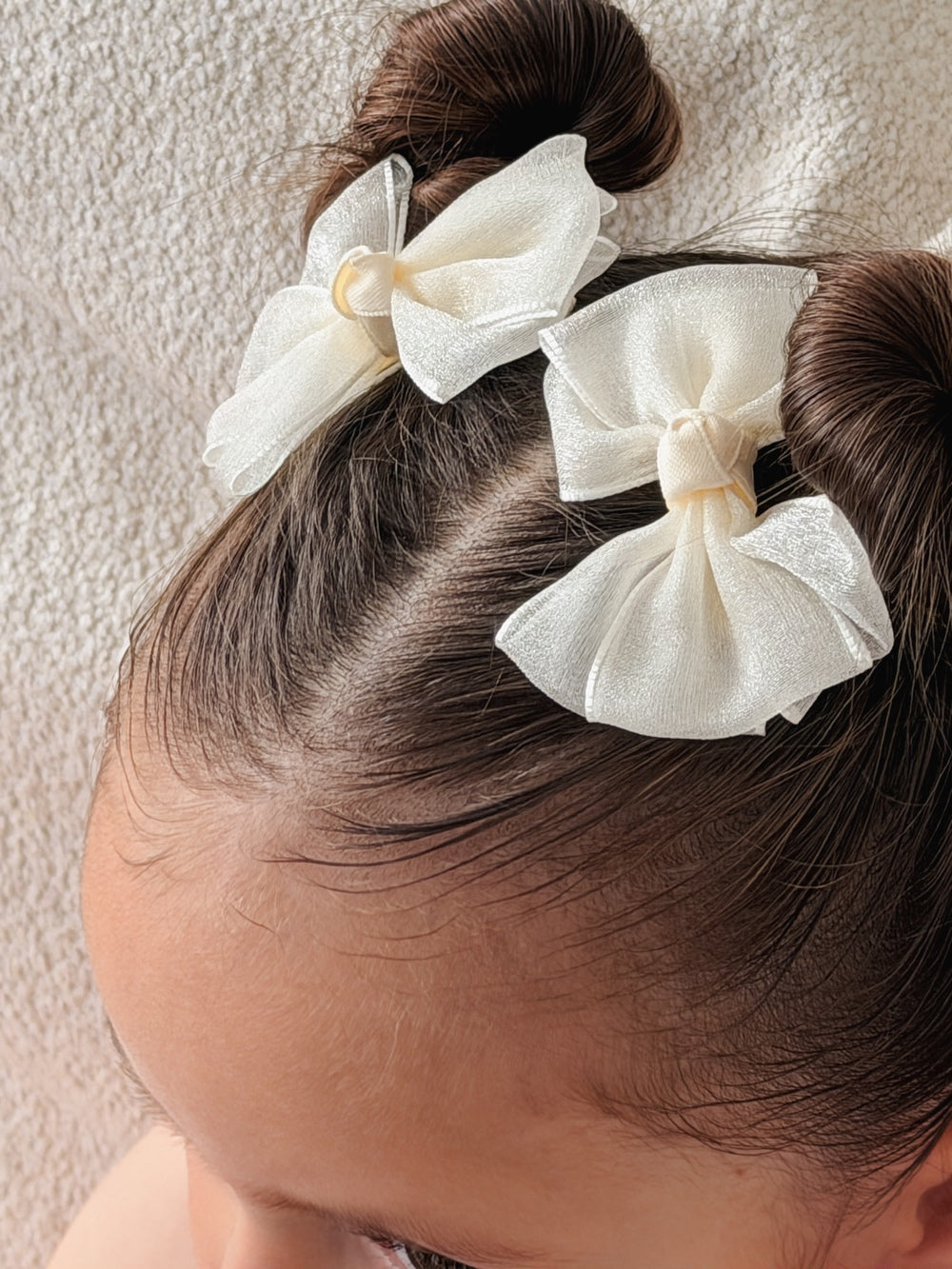 Ivory flower girl hair bows for weddings