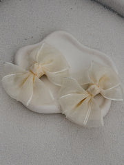 Ivory Girls Pigtail Bows - A Little Lacey
