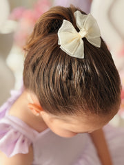 Ivory Girls Pigtail Bows - A Little Lacey