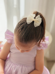 Ivory Girls Pigtail Bows - A Little Lacey