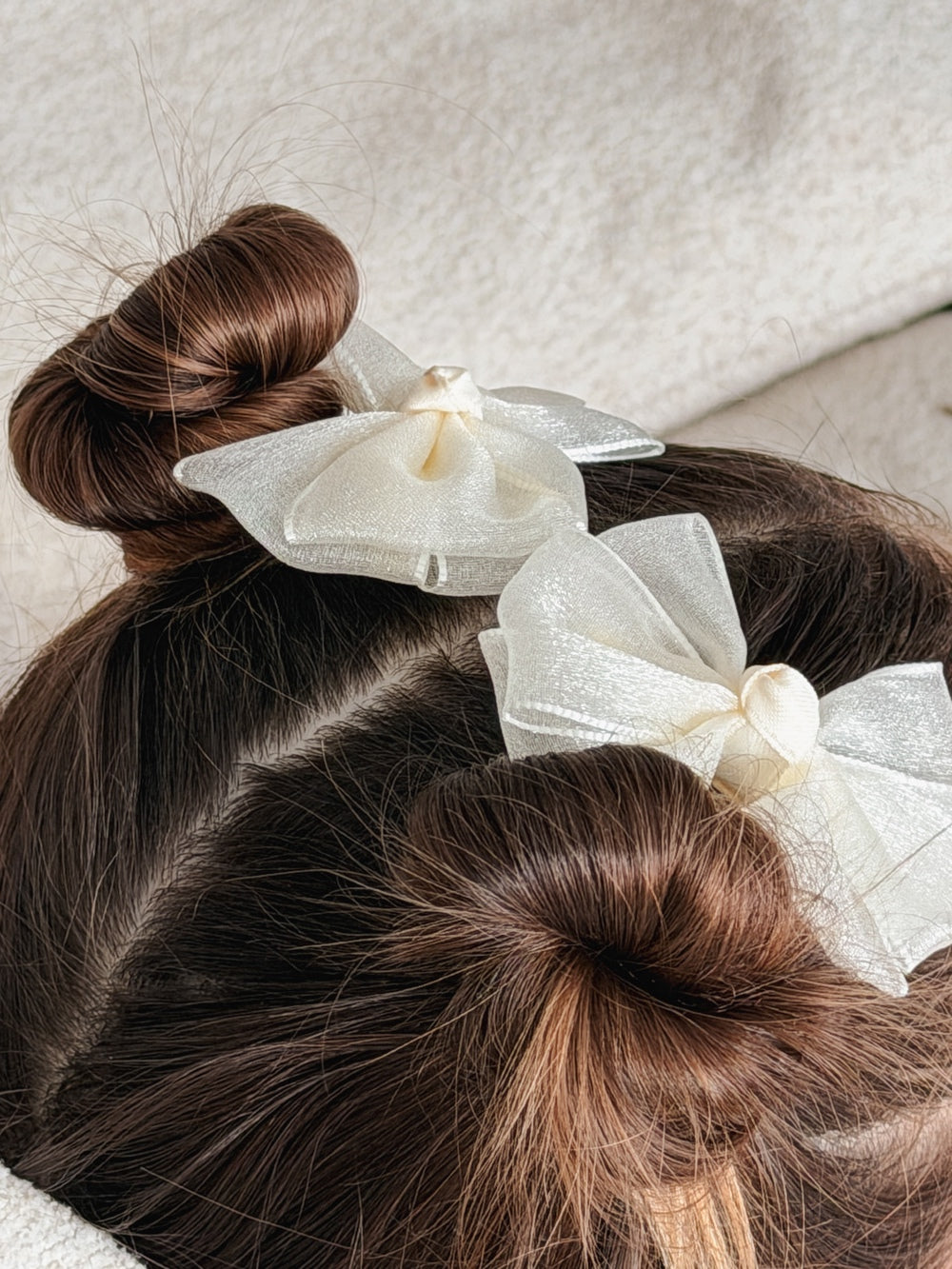 Soft ivory tulle hair bows for girls