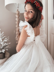 Jasmine White Sparkle Girls Christmas Dress - A Little Lacey