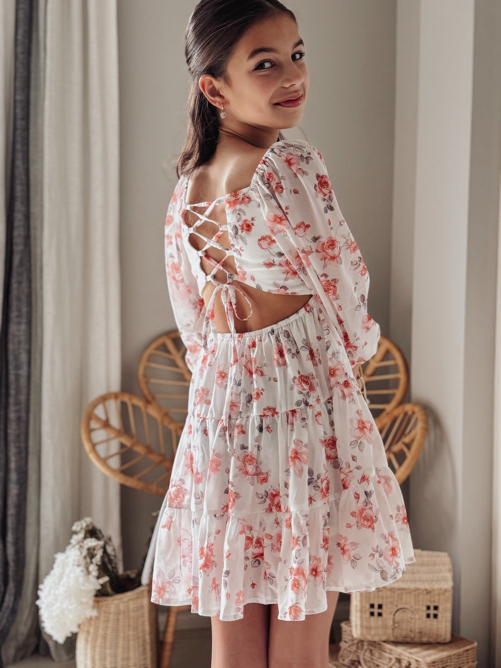 Jessa Girls Long Sleeve Floral Dress