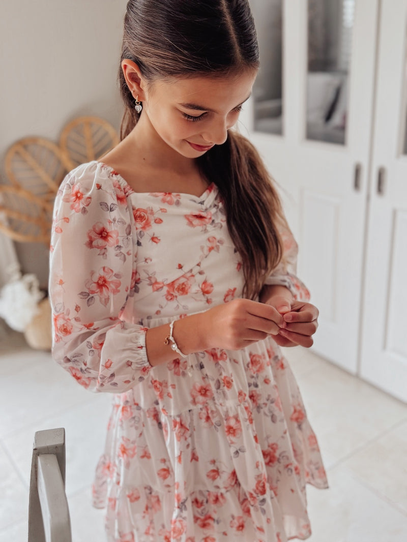 Jessa Girls Long Sleeve Floral Dress - A Little Lacey