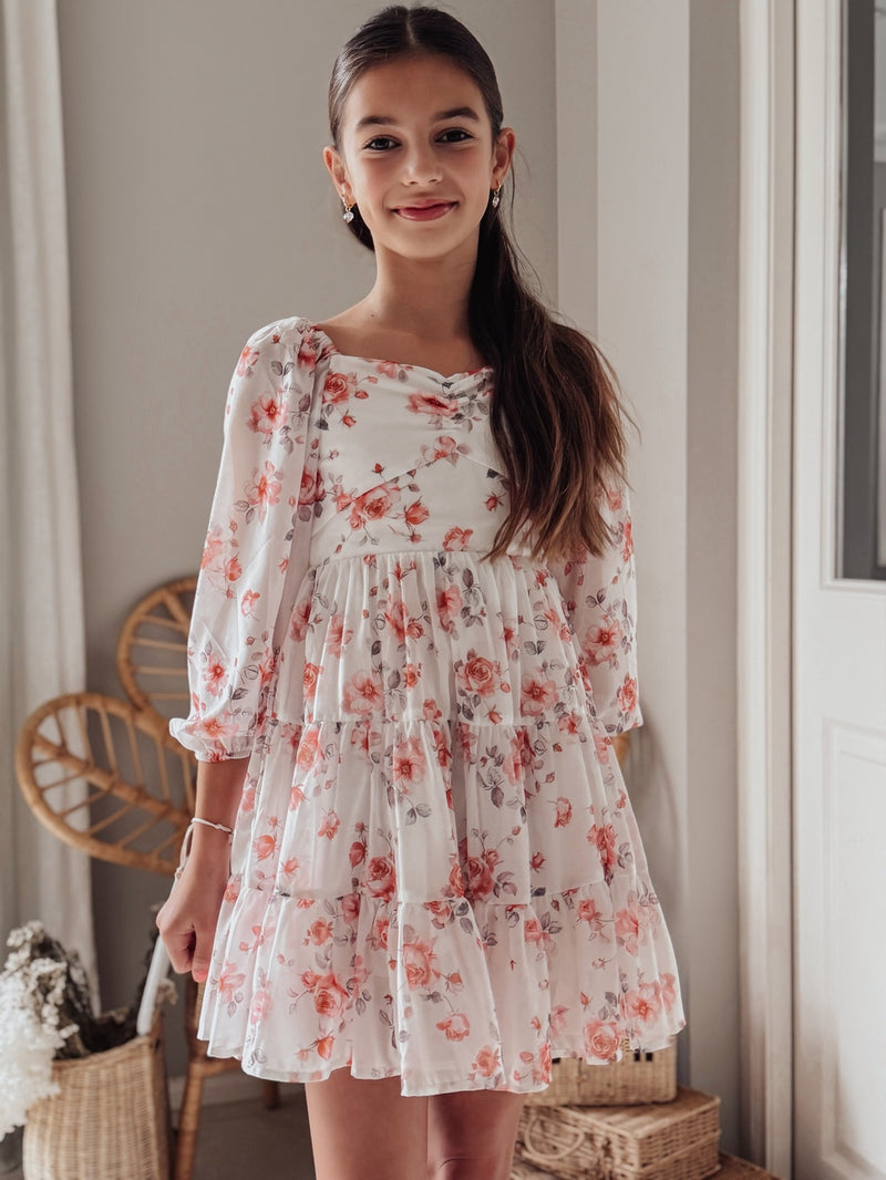 Jessa Girls Long Sleeve Floral Dress - A Little Lacey
