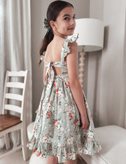 Josephine Girls Christmas Dress - Green Floral - A Little Lacey