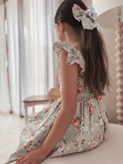 Josephine Girls Christmas Dress - Green Floral - A Little Lacey