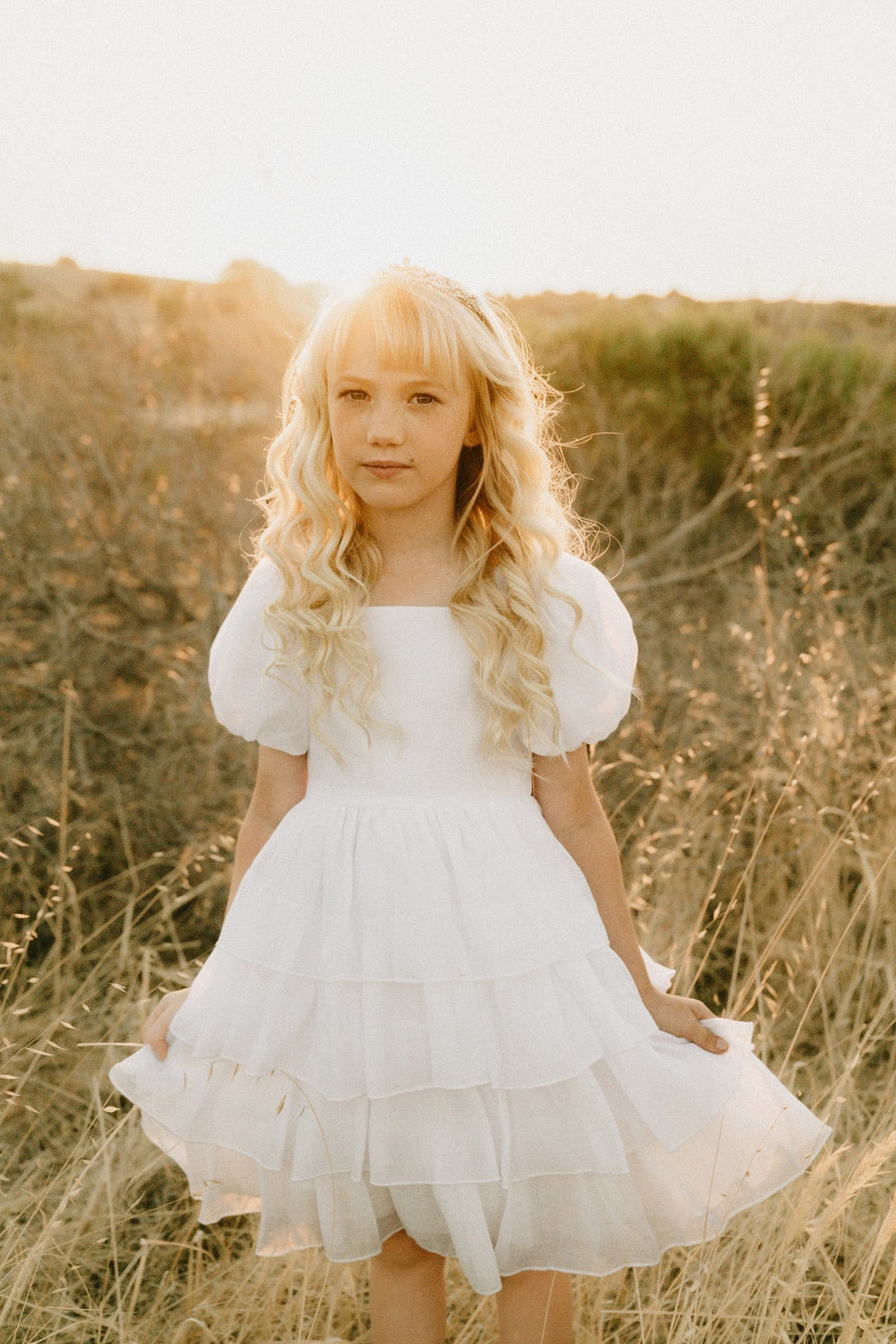 Josie Layered White Girls Dress SIZE 6