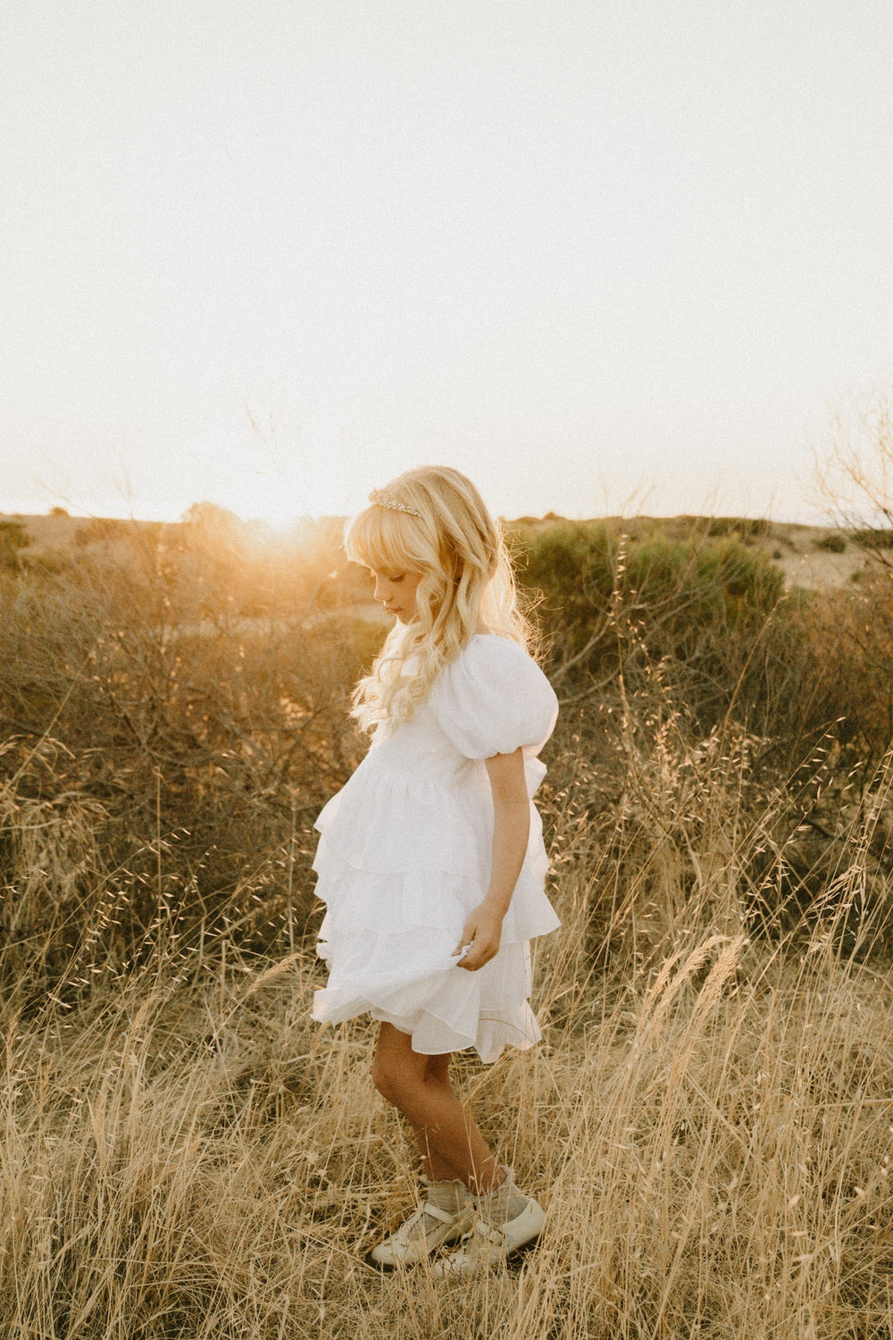 Josie Layered White Girls Dress SIZE 6