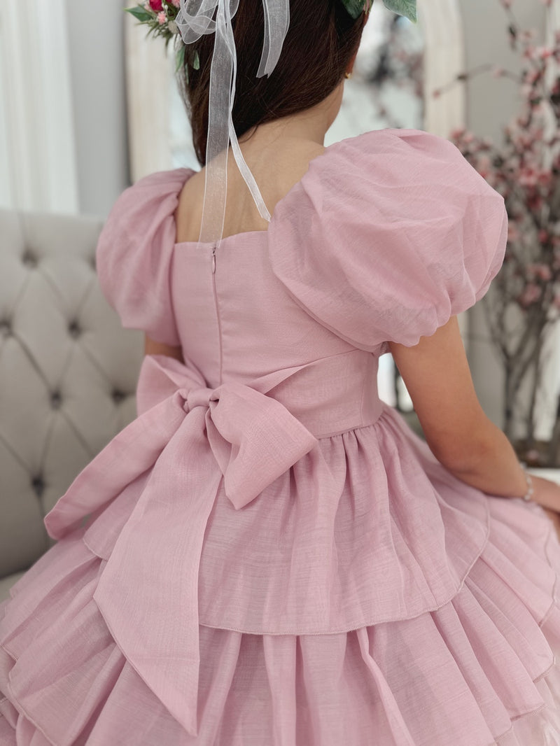 Josie Dusty Pink Girls Dress - A Little Lacey