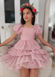 Josie Dusty Pink Girls Dress - A Little Lacey