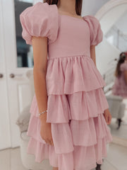 Josie Dusty Pink Girls Dress - A Little Lacey