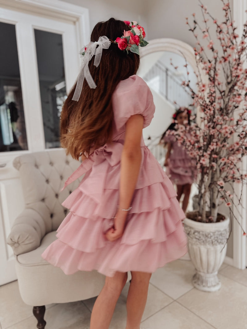 Josie Dusty Pink Girls Dress - A Little Lacey