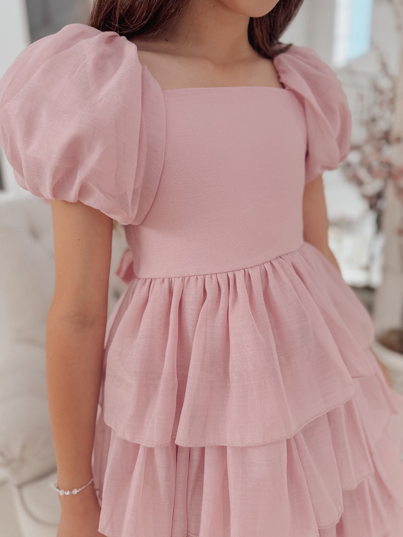 Josie Dusty Pink Girls Dress - A Little Lacey