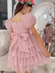 Josie Dusty Pink Girls Dress - A Little Lacey