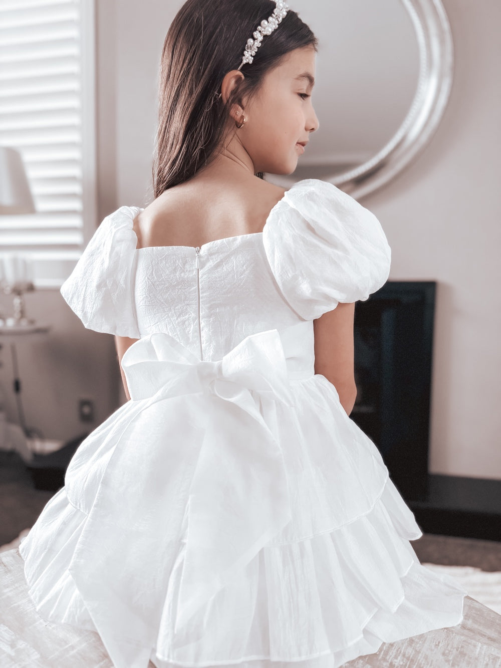 Josie Layered White Girls Dress SIZE 6