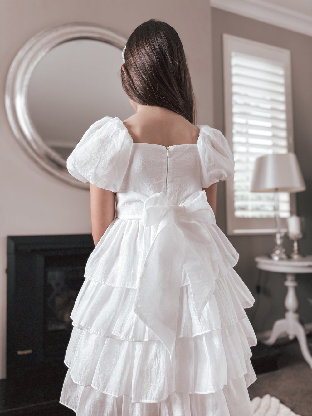 Josie Layered White Girls Dress SIZE 6