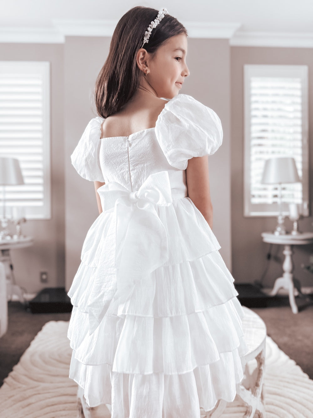 Josie Layered White Girls Dress SIZE 6