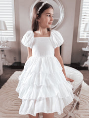 Josie Layered White Girls Dress SIZE 6 - A Little Lacey