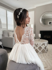 Juliette Cream Flower Girl Midi Dress - A Little Lacey