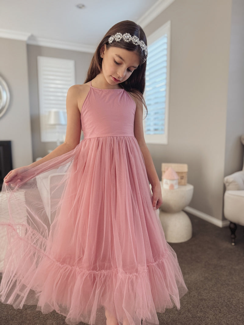 Junie Dusty Rose Girls Dress - A Little Lacey