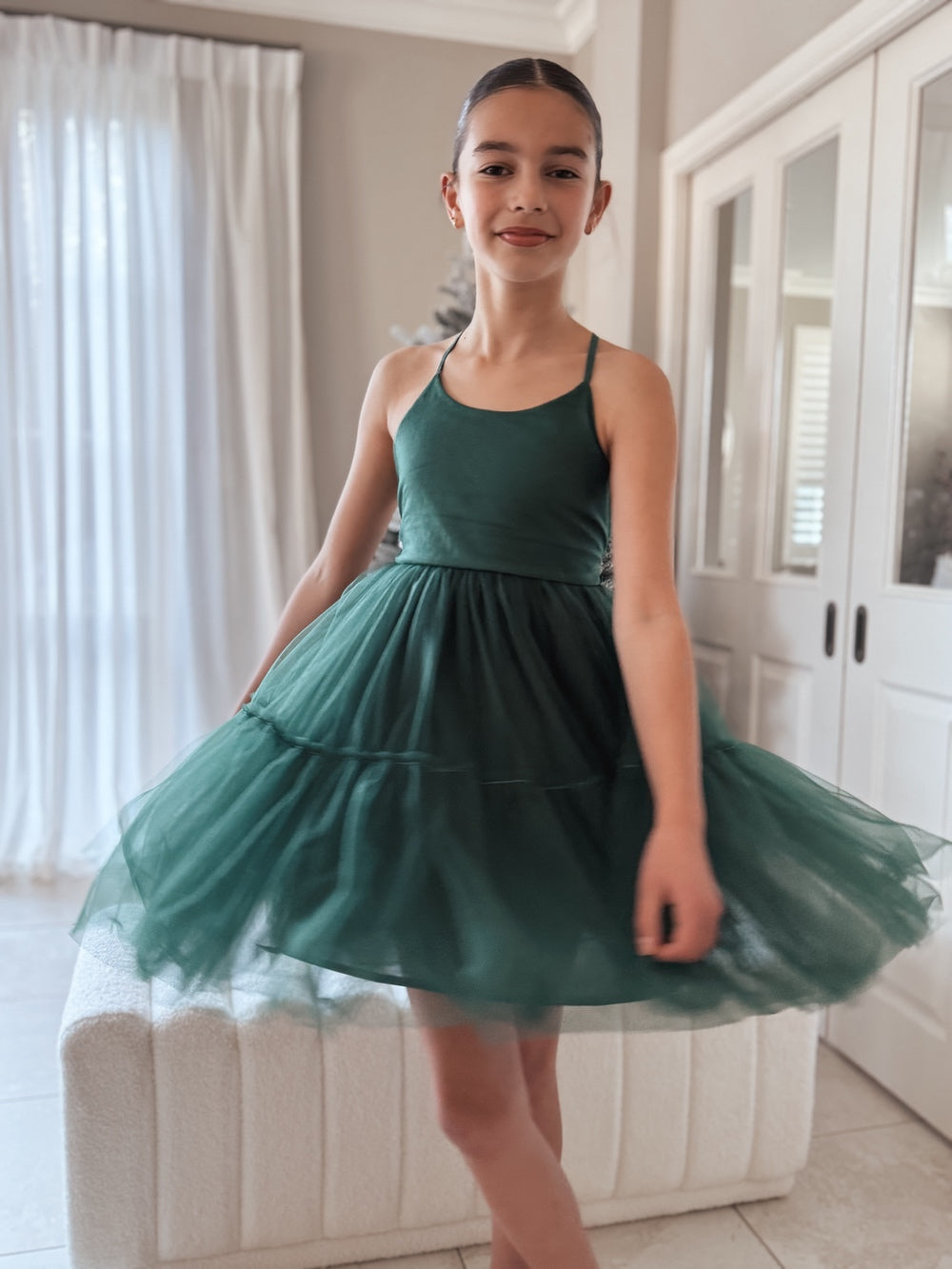 Juniper Girls Green Christmas Dress