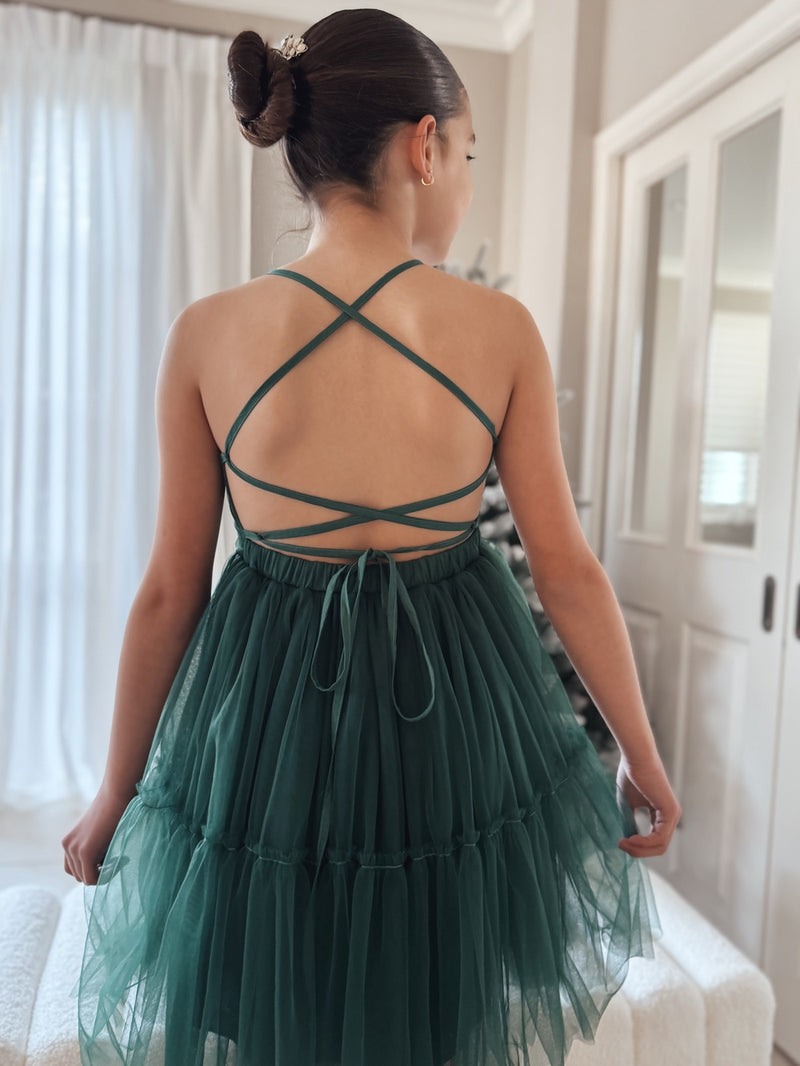 Juniper Girls Green Christmas Dress