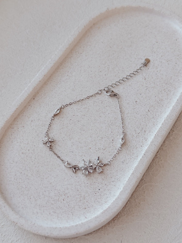 Silver floral bracelet for weddings