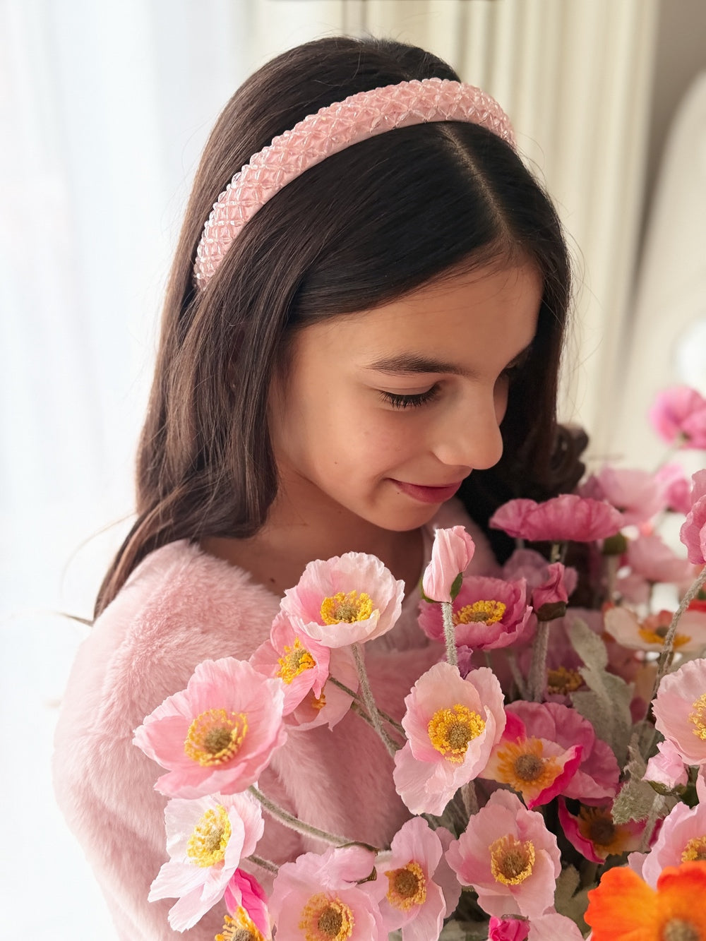 Juliette Pink Beaded Headband for girls