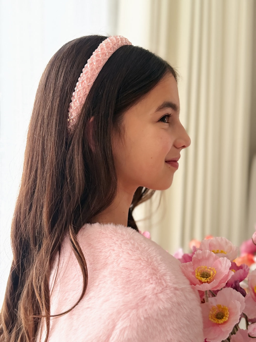Pink beaded girls hair accessory