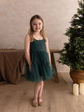 Girls green Christmas party dress by A Little Lacey