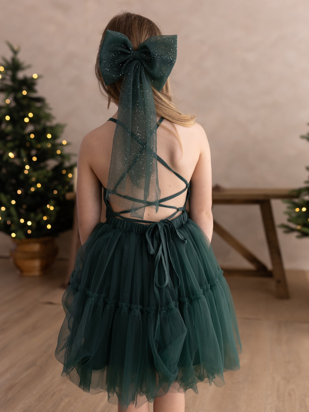Beautiful green Christmas outfit for girls