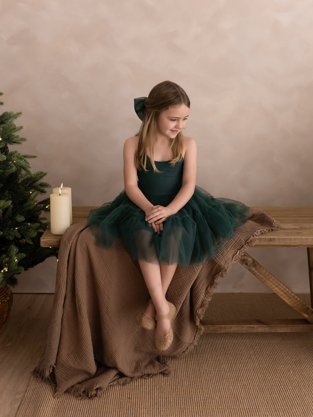 Juniper girls green Christmas dress for festive celebrations