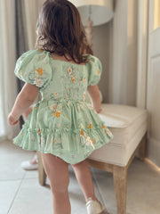 Katie Green Floral Baby Romper - A Little Lacey