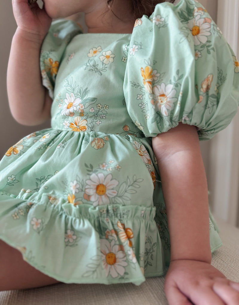 Katie Green Floral Baby Romper - A Little Lacey