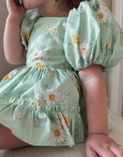 Katie Green Floral Baby Romper - A Little Lacey