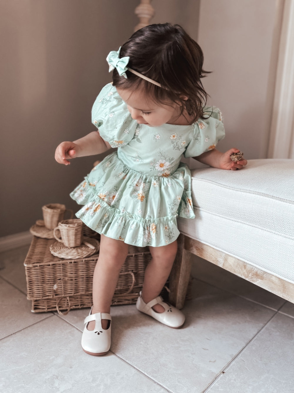 Katie Green Floral Baby Romper - Christmas Dresses and Rompers