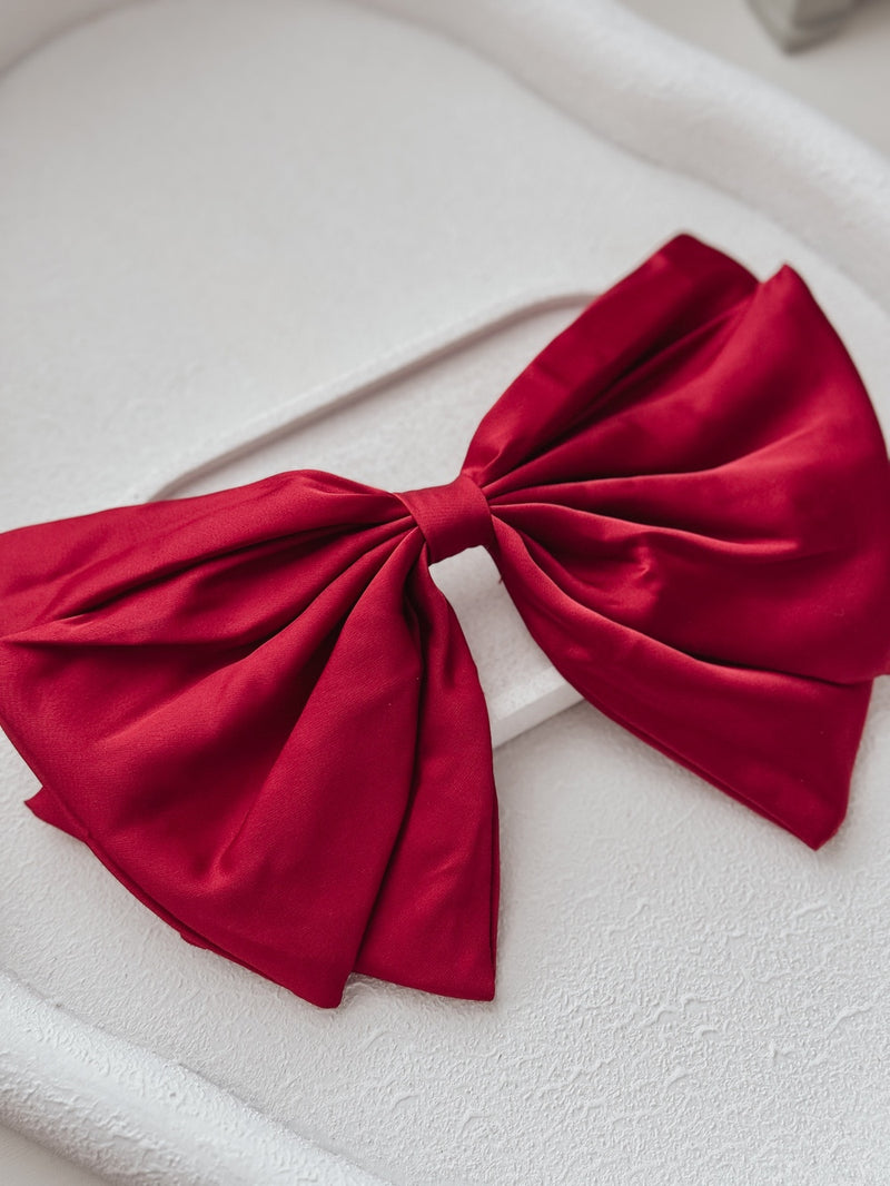 Large Red Satin Christmas Bow - A Little Lacey