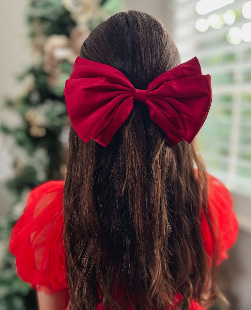 Large Red Satin Christmas Bow - A Little Lacey