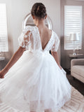 Laura Puff Sleeve White Flower Girl Dress - A Little Lacey · Photo 1 of 9