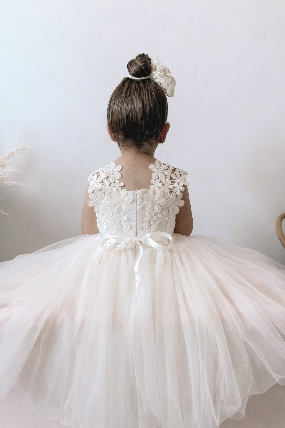 Ivory flower girls dress - lace and tulle