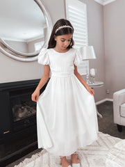 Leia Girls White Dress - Zipper Back - A Little Lacey