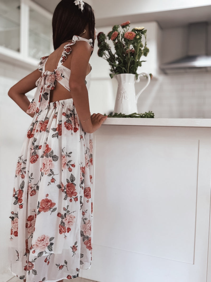 Leilani Girls Dress Red Floral