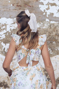 Teen girls special occasion maxi dress with tie-up back feature - back view
