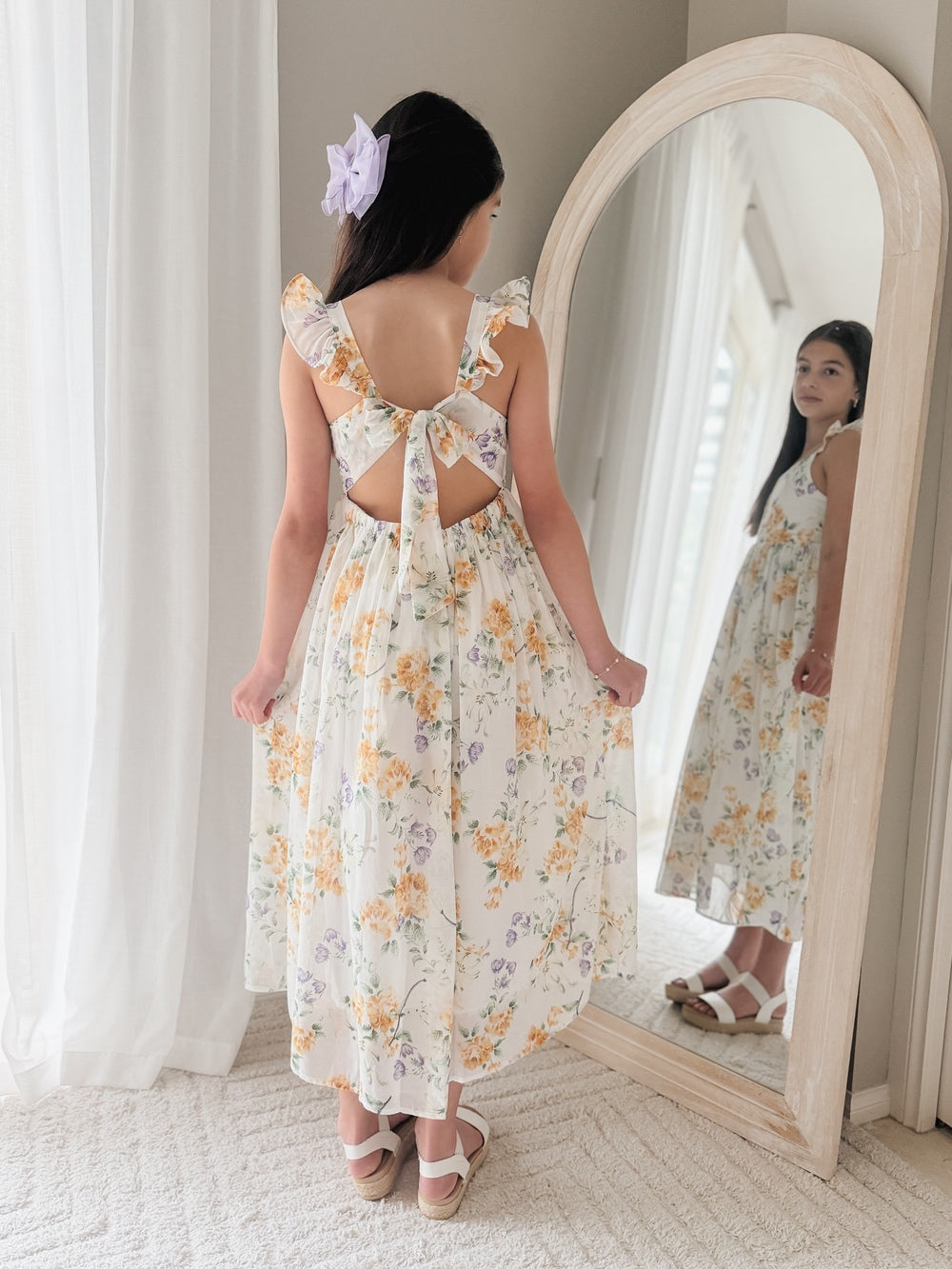 Leilani Girls Spring Floral Dress – pastel floral chiffon graduation dress by A Little Lacey